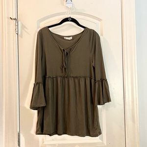 Altar’d State Olive, Bell Sleeve Blouse